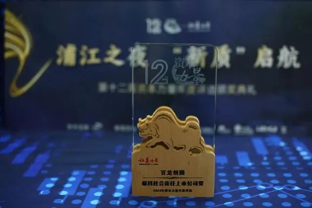 百龍創(chuàng)園榮獲證券之星資本力量2024年度最具社會(huì)責(zé)任上市公司等兩項(xiàng)大獎(jiǎng)